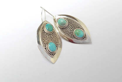 Boho vintage leaf Turquoise earrings-canovaniajewelry