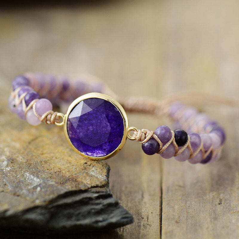 Imperial Stone Round Double Layer Hand Woven Bracelet-canovaniajewelry