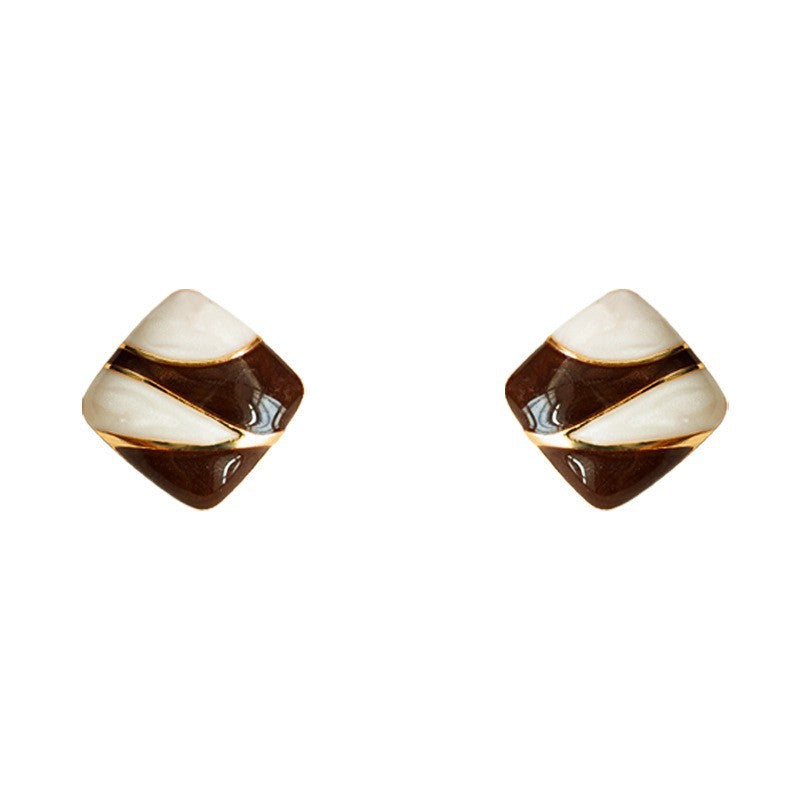 Retro square two-tone earrings-canovaniajewelry