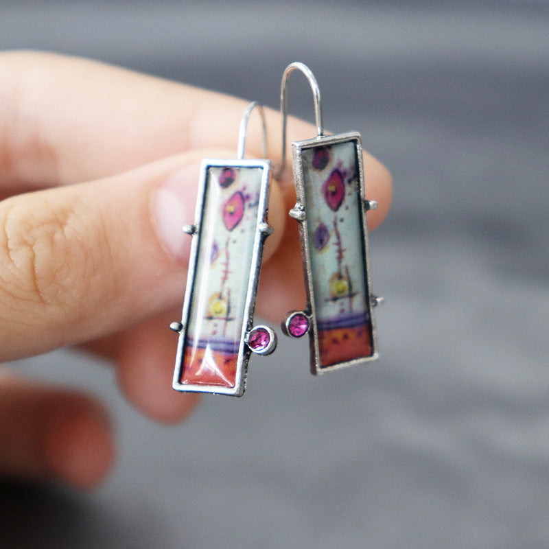 Painted floral enamel earrings-canovaniajewelry