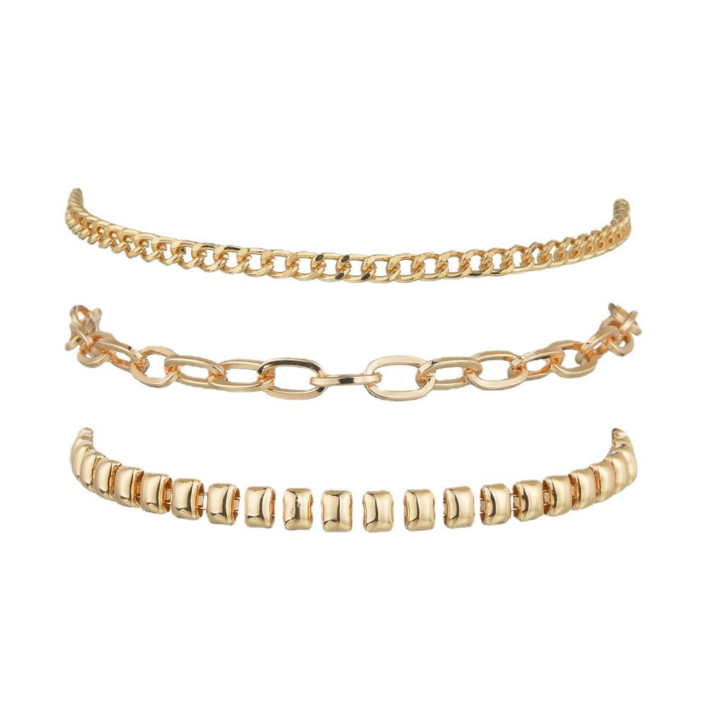 Electroplated 14K Gold 3-Layer Anklet-canovaniajewelry