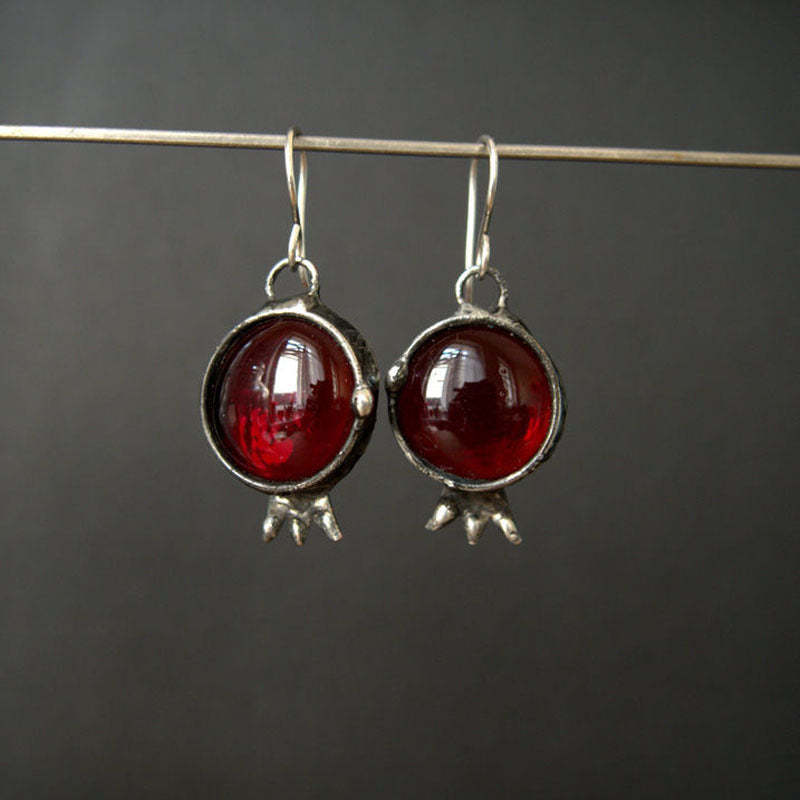Earrings set with red zircon-canovaniajewelry