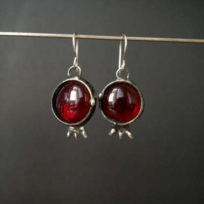 Earrings set with red zircon-canovaniajewelry