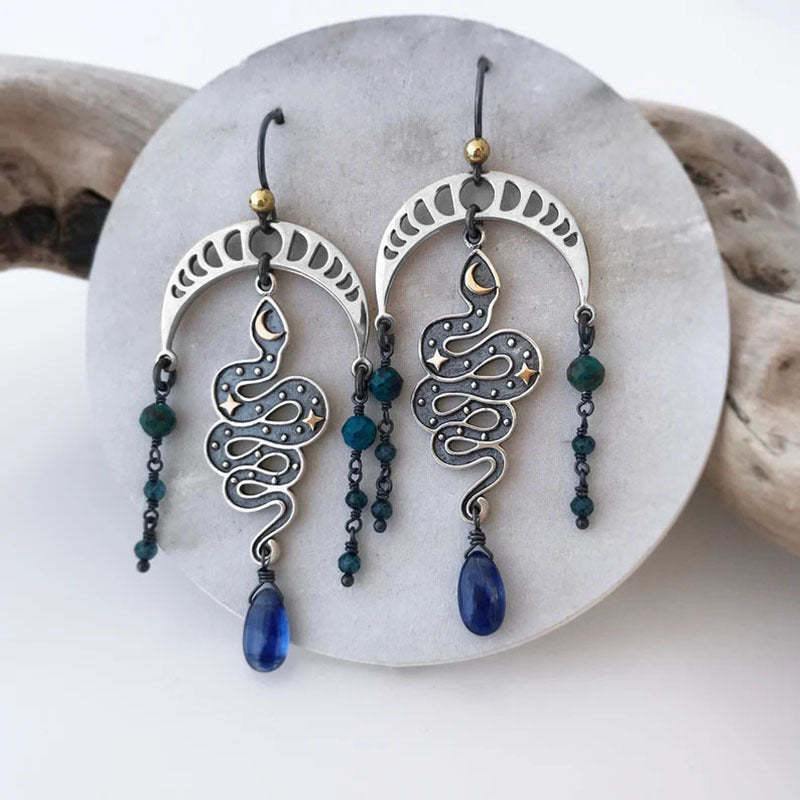 Star-moon Serpentine earrings in blue crystal-canovaniajewelry