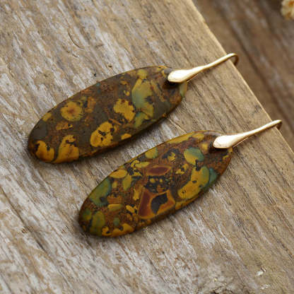 Bohemian natural stone brown geometric pendant earrings-canovaniajewelry