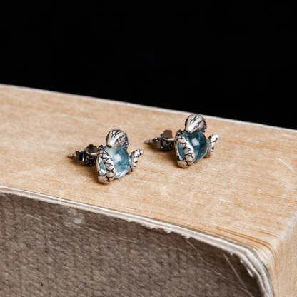 925 silver Light blue Topaz snake ear stud-canovaniajewelry