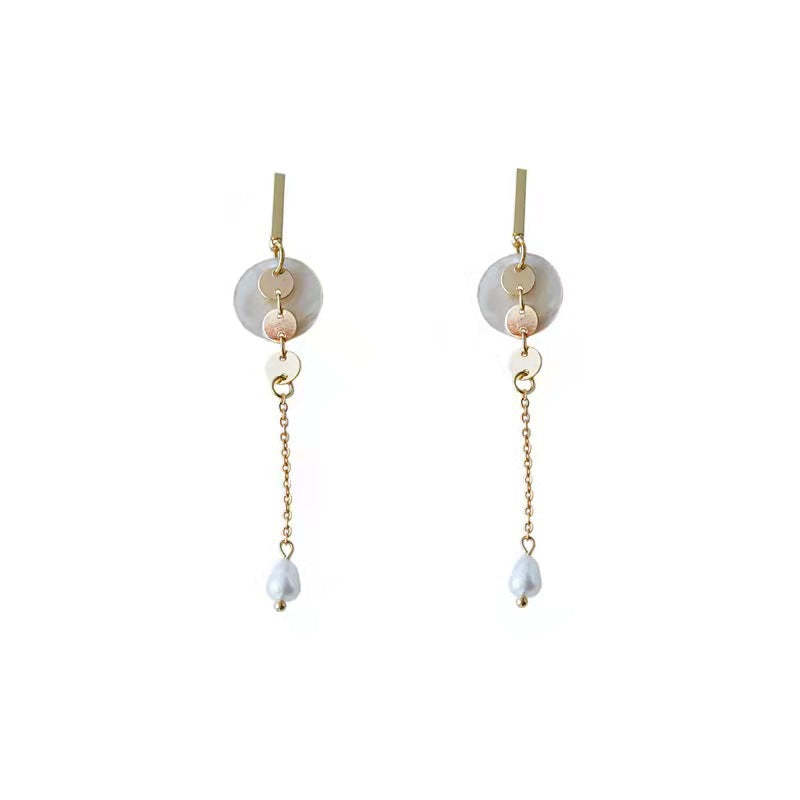 925 silver needle freshwater pearl long tassel earrings-canovaniajewelry