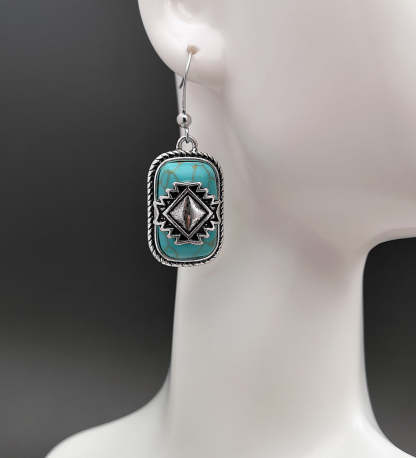 Shield Retro Green Turquoise earrings-canovaniajewelry