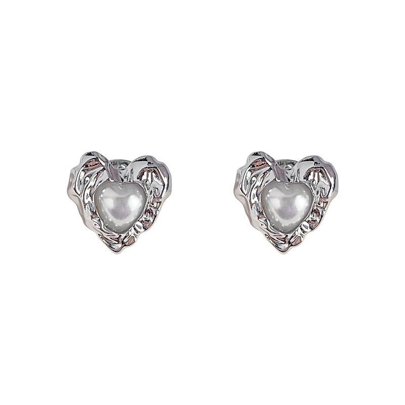 925 Silver Needle Liquid Heart Stud Earrings-canovaniajewelry