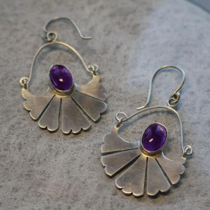 Gingko leaf purple resin earrings-canovaniajewelry