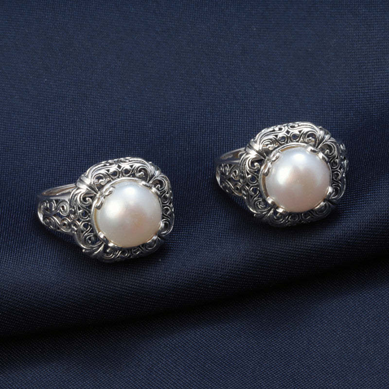 S925 Silver Pearl Ring-canovaniajewelry