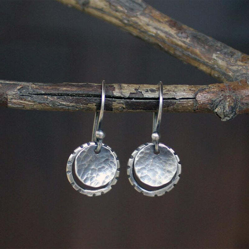 Retro Simple coin Hoop Overlapping earrings-canovaniajewelry