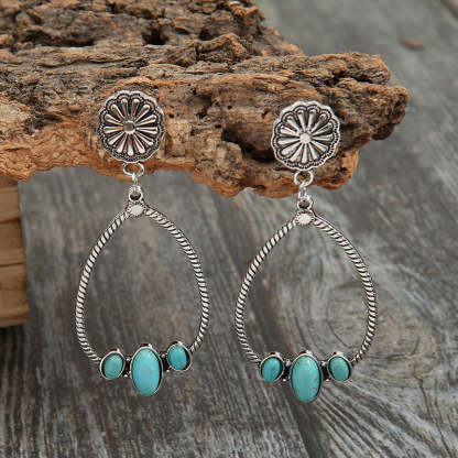 New big circle drop shaped turquoise earrings-canovaniajewelry