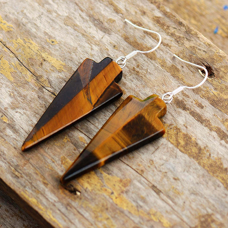 Natural stone arrow drop earrings-canovaniajewelry