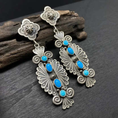 Bohemian Ethnic retro irregular turquoise earrings-canovaniajewelry