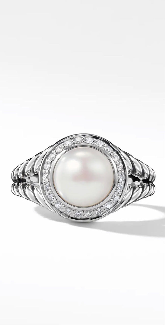 Pearl Twist Didamond Halo Ring-canovaniajewelry