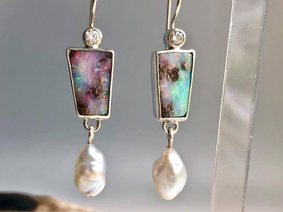 New colorful opal and pearl earrings-canovaniajewelry