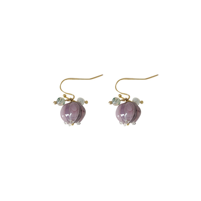 Glass lotus earrings-canovaniajewelry