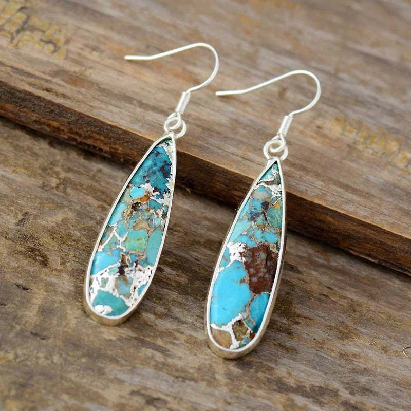 Blue Imperial Stone Slim Drop Earrings-canovaniajewelry