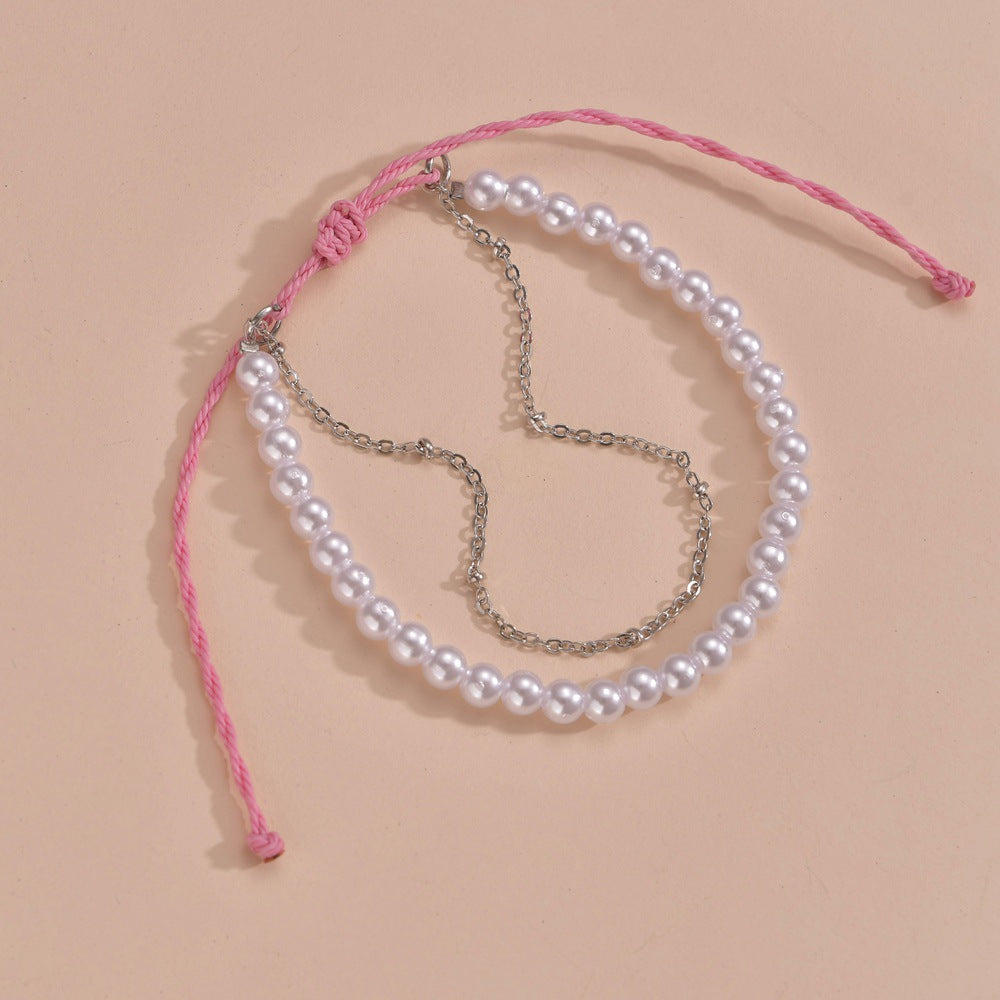 Pearl adjustable braided double anklet-canovaniajewelry