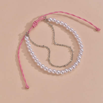 Pearl adjustable braided double anklet-canovaniajewelry
