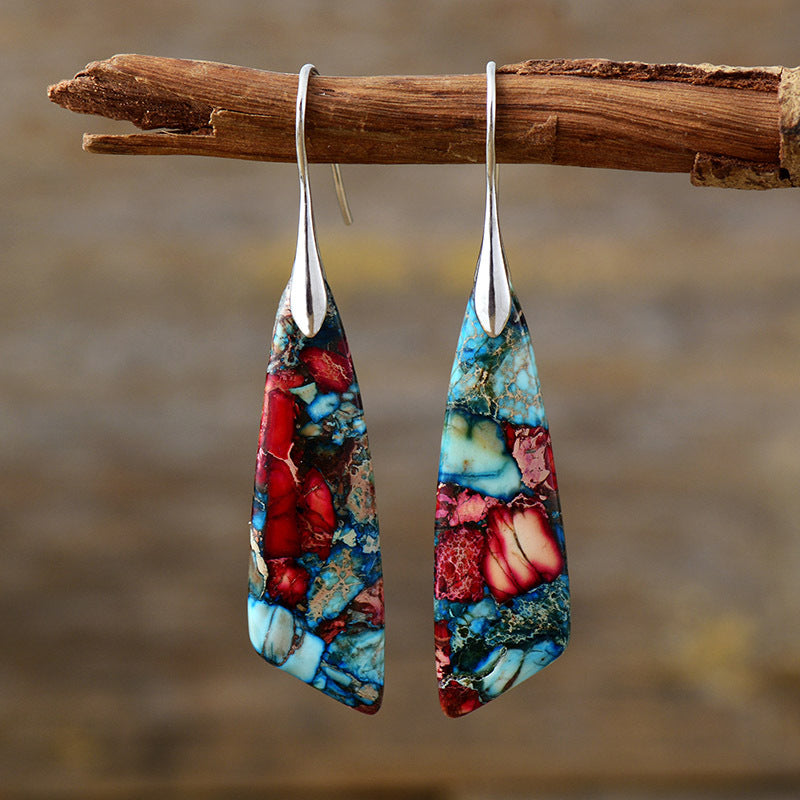 Bohemian Imperial Stone geometric Pendant Earrings-canovaniajewelry