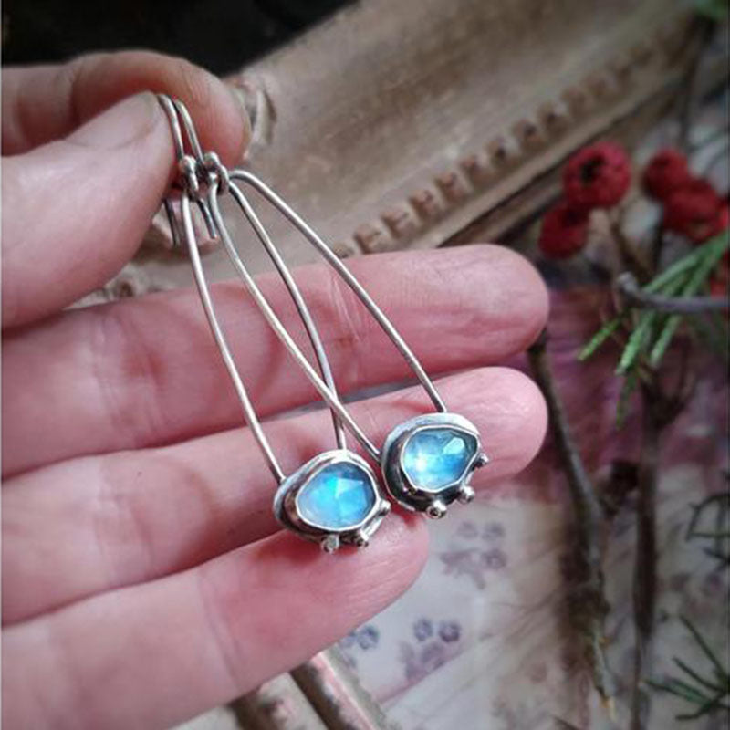 Paper clip set with blue crystal earrings-canovaniajewelry