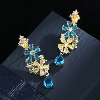 Bohemian Colorful Zircon Flower earrings-canovaniajewelry