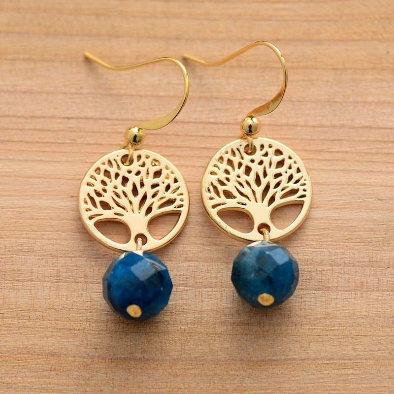 Apatite Tree of Life Charm Earrings-canovaniajewelry