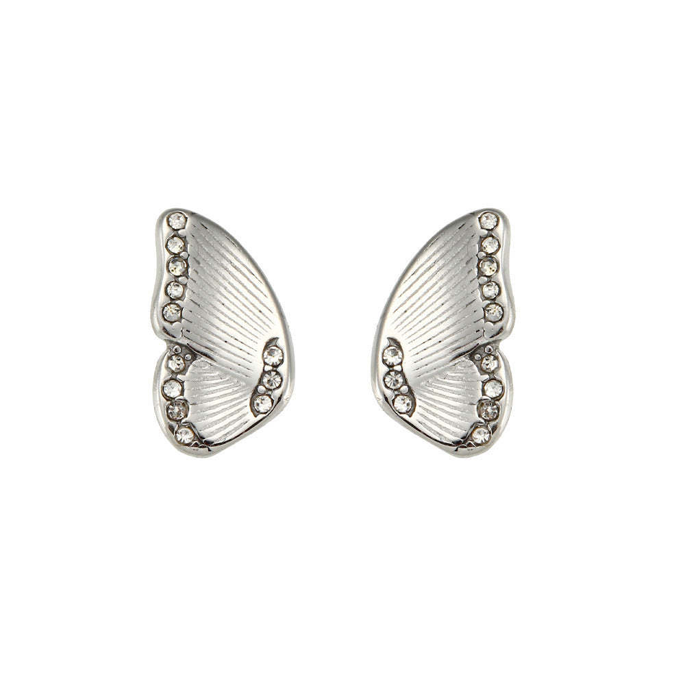 Butterfly studded with white stone earrings-canovaniajewelry