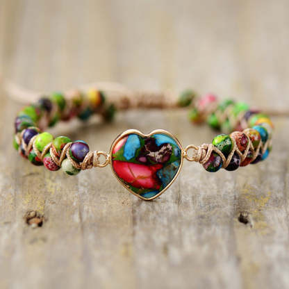 Imperial Stone Peach Heart Double Layer Hand Woven Bracelet-canovaniajewelry