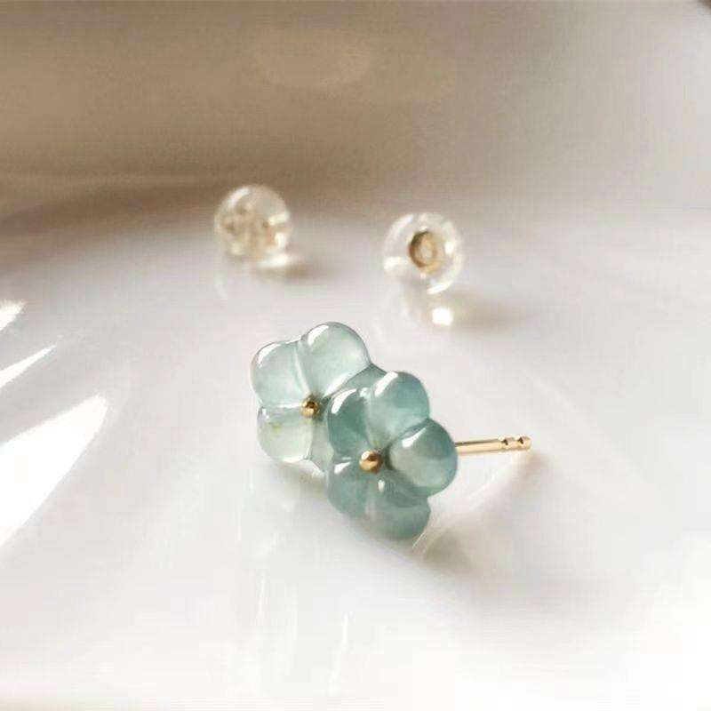 Chalcedony flower stud earrings-canovaniajewelry