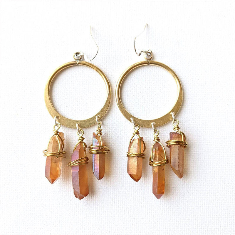 Quartz crystal earrings. - Bohemian earrings-canovaniajewelry