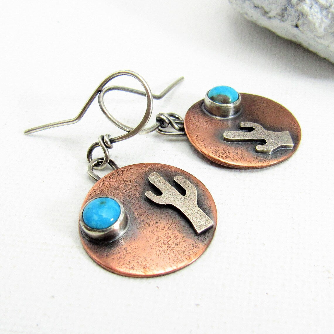 Vintage Disc Blue turquoise earrings-canovaniajewelry