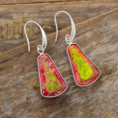 Colorful Imperial Stone Geometric Drop Earrings-canovaniajewelry