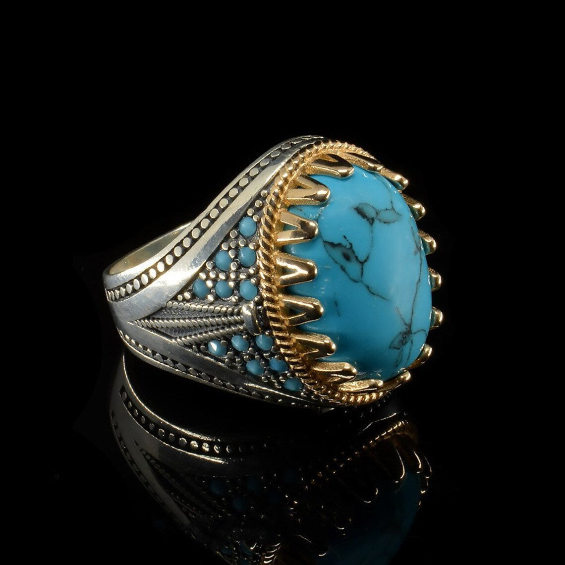 Electroplated Two-toneTurquoise Ring-canovaniajewelry