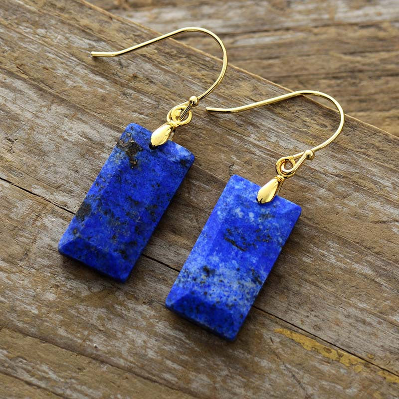 Natural Stone Healing Crystal Earrings- Lapis Lazuli Earrings-canovaniajewelry