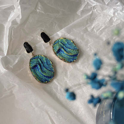 Klein blue textured earrings-canovaniajewelry