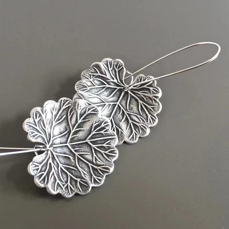 Vintage lotus leaf creative earrings-canovaniajewelry