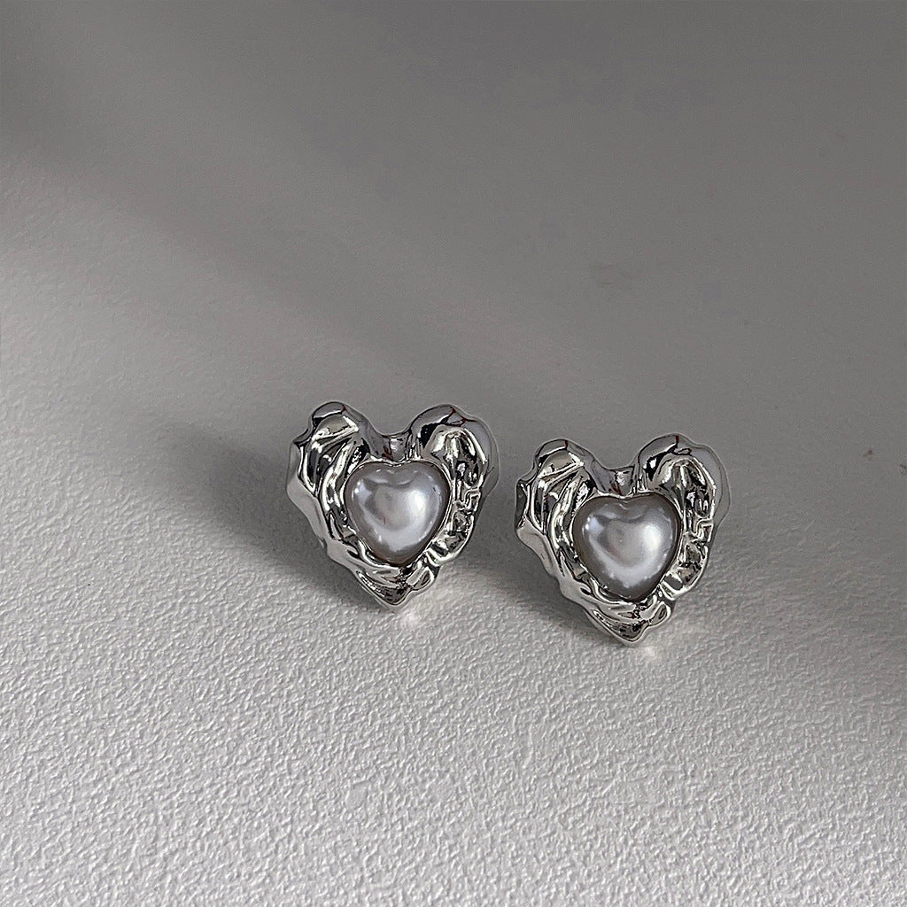 925 Silver Needle Liquid Heart Stud Earrings-canovaniajewelry