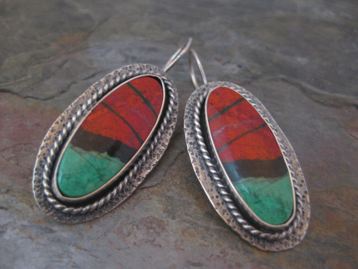 Vintage natural stone long earrings-canovaniajewelry