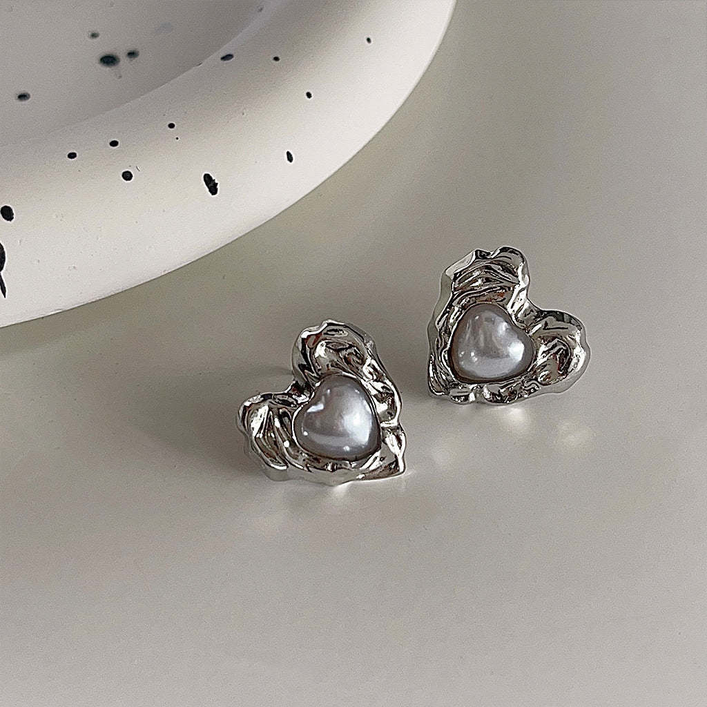 925 Silver Needle Liquid Heart Stud Earrings-canovaniajewelry