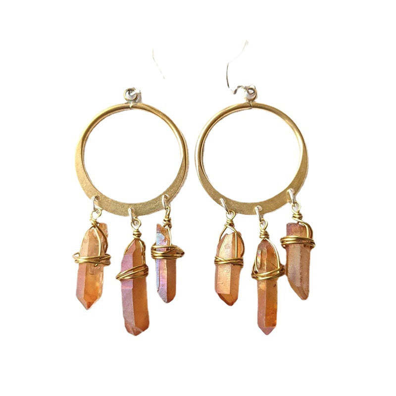 Quartz crystal earrings. - Bohemian earrings-canovaniajewelry