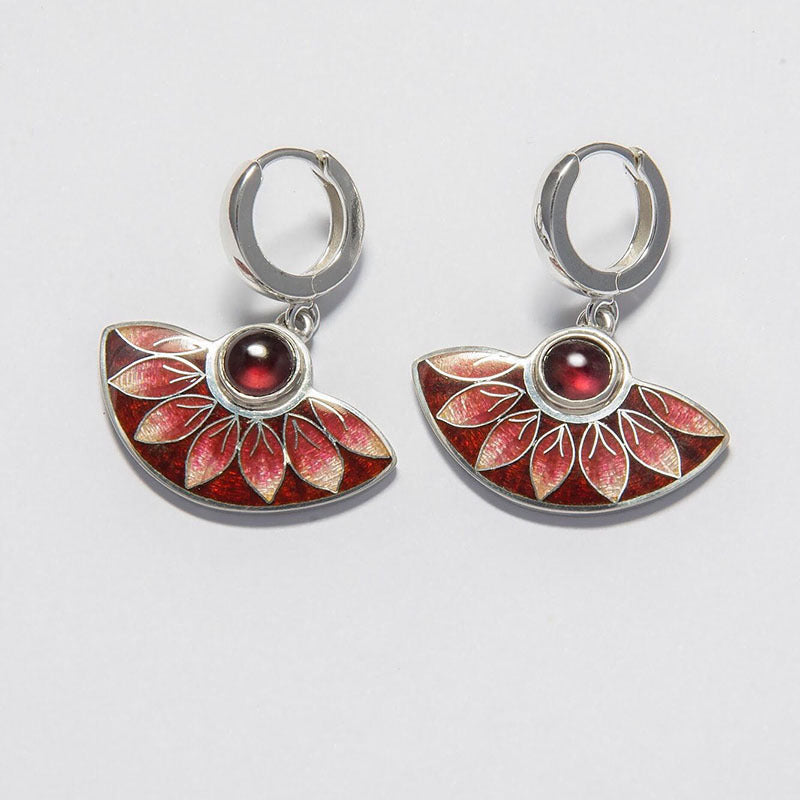 Enamelled maple leaf flower earrings-canovaniajewelry