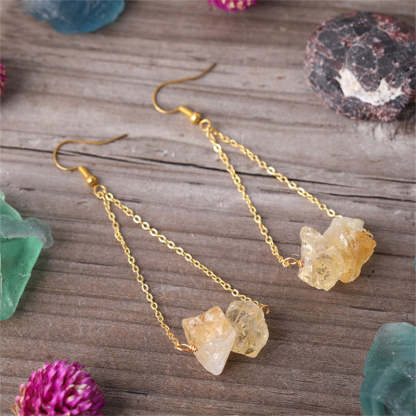 Natural gravel gold hook earrings-canovaniajewelry