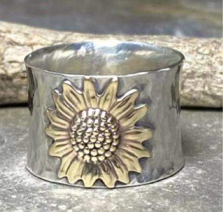 Vintage Engraved Sunflower Ring-canovaniajewelry