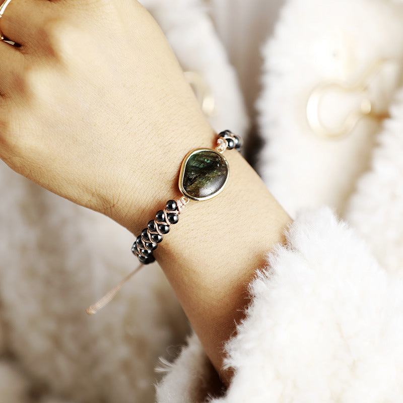 Pull feldspar double woven friendship Bracelet-canovaniajewelry