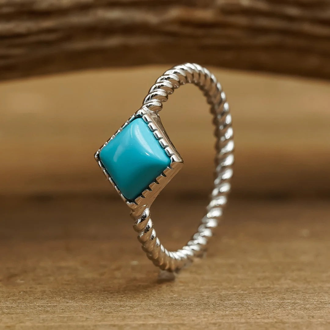 Vintage Blue Square Twist Ring-canovaniajewelry
