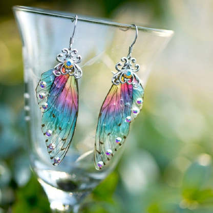 Colorful diamond-encrusted wing earrings-canovaniajewelry