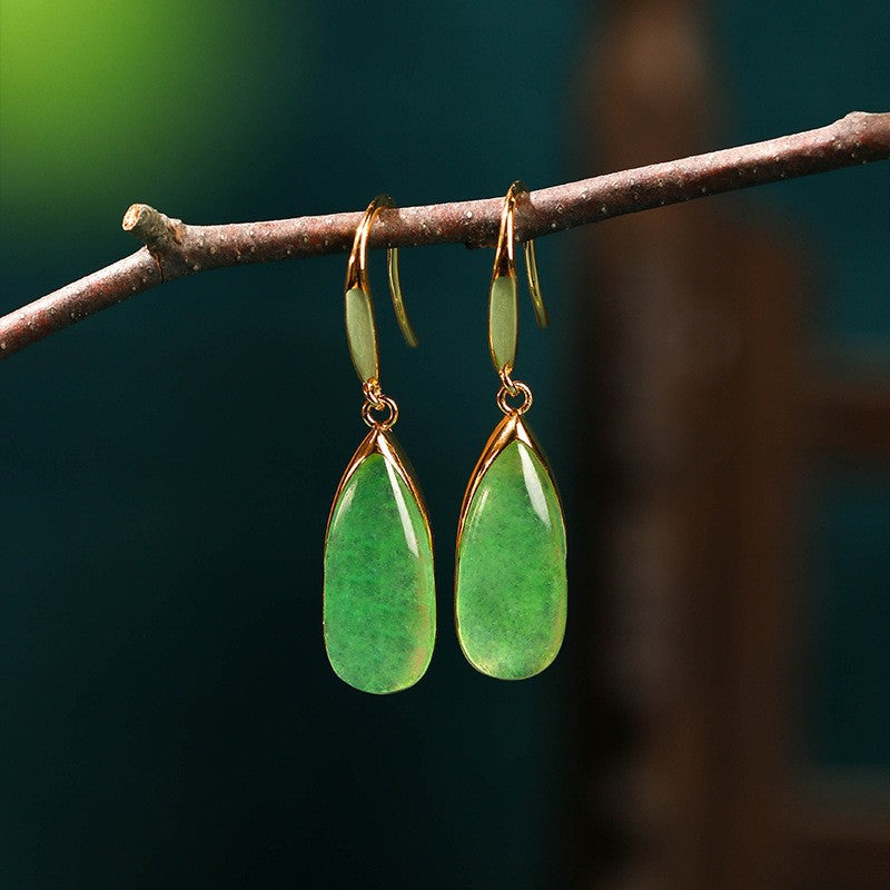 Gilt inlaid chalcedony earrings-canovaniajewelry